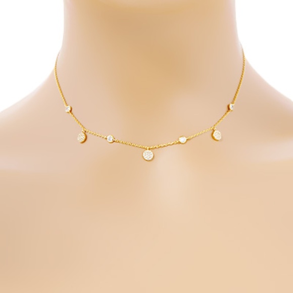 CZ Charm Dangle Chain Necklace - Picture 1 of 3